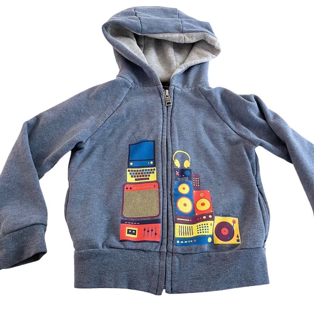 Paul Smith Boys Heather Blue Front Zip Sweatshirt Hoodie Size 4